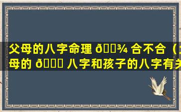 父母的八字命理 🌾 合不合（父母的 🕊 八字和孩子的八字有关系吗）